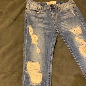 Like New Free People Distress Straight Leg Jeans!!